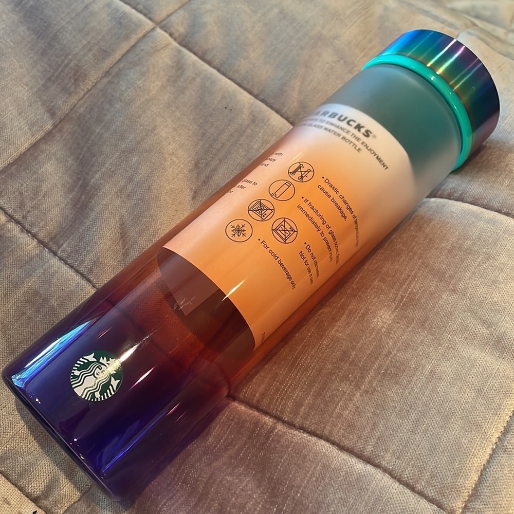 New! Starbucks Glass Water Bottle Mermaid Ombre 18oz NWTS